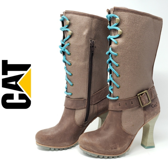 caterpillar heeled boots